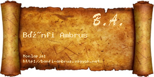 Bánfi Ambrus névjegykártya
